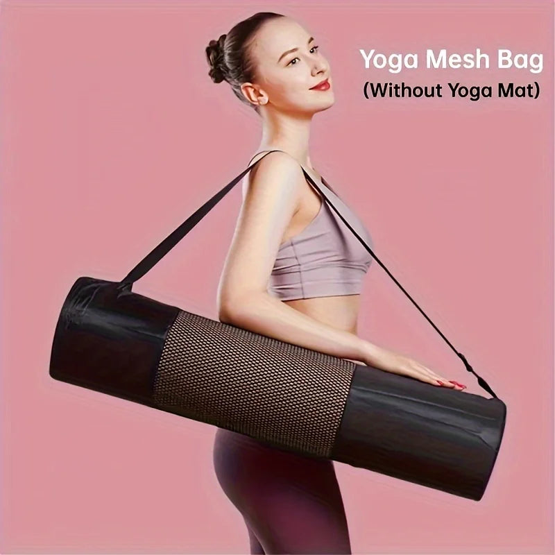 1 Breathable Yoga Mat Storage Mesh Bag - Durable Oxford Fabric, Black with Shoulder Strap, Perfect for Everyday Use and Fitness Enthusiasts