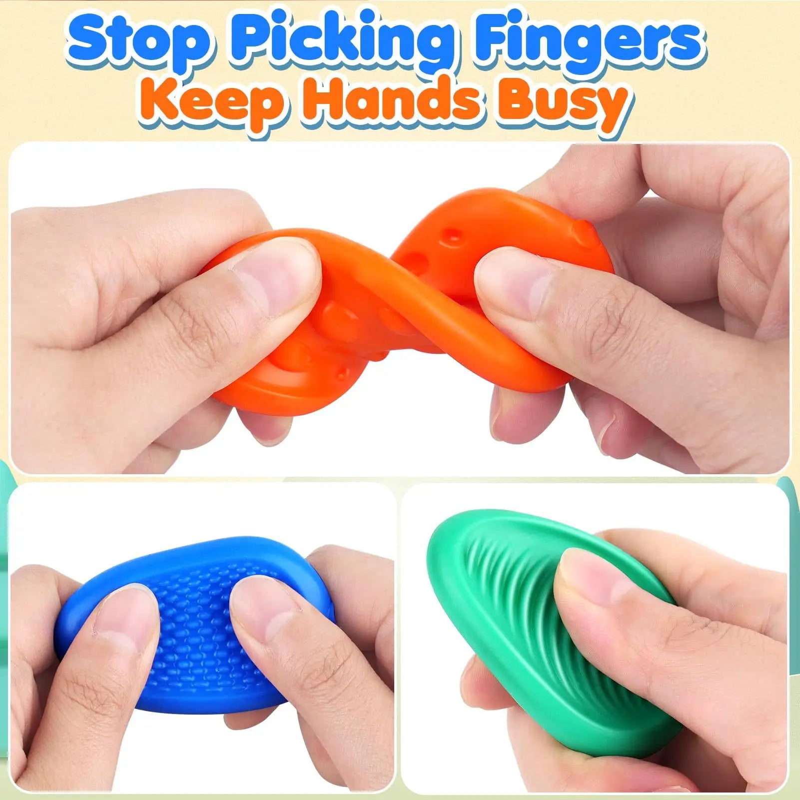 2026 New Hot Fidget Toys Adults Sensory Silicone Stone 6 Pack Textured for Autism Kids Calming Down Fidget Stress Relief Toys