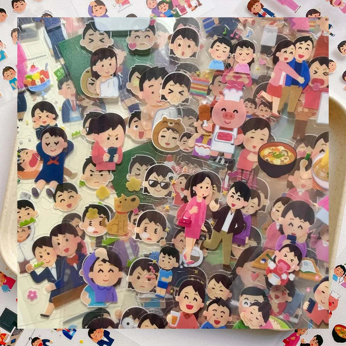 10 sheets Die-Cut Stickers for Scrapbooking Cute Cartoon Transparent Stationery Stickers Journal Decor Creative Collage