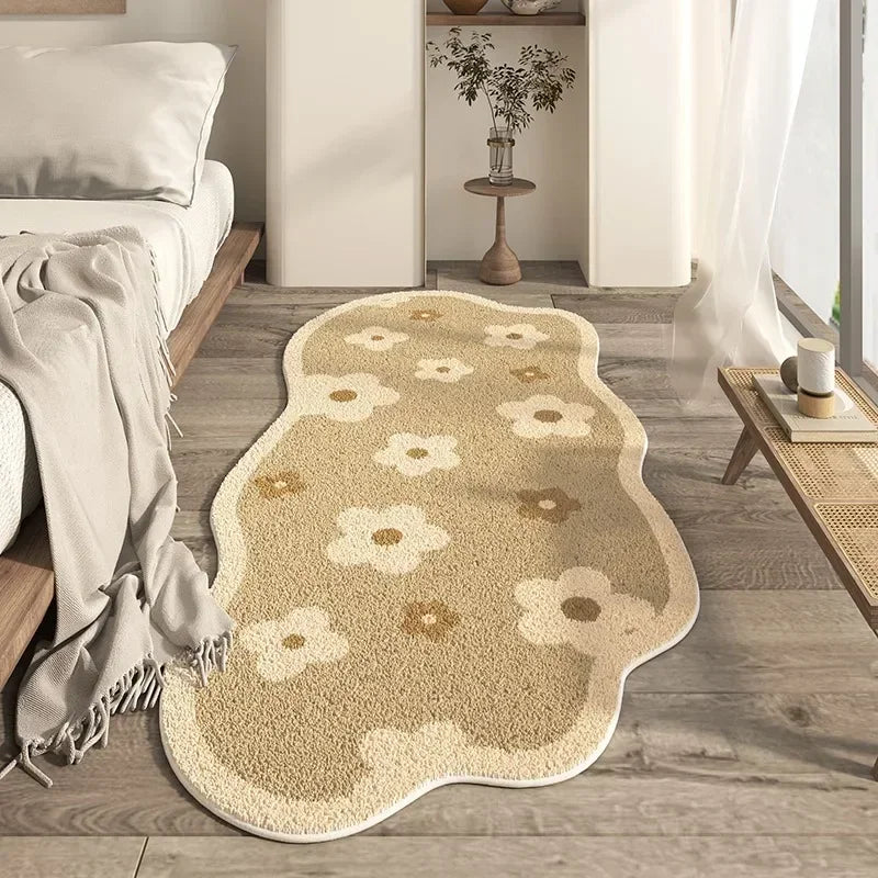 Cream Style Irregular Carpet Minimalist Bedroom Rug Shaggy Lounge Non-Slip Coffee Table Pad Easy Care Decorative Floor Mats 카펫