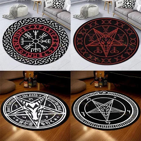 Home Decor Personalized Carpet Round  Gothic Satanic  Pet Mat Black  Divining  Bedroom rug