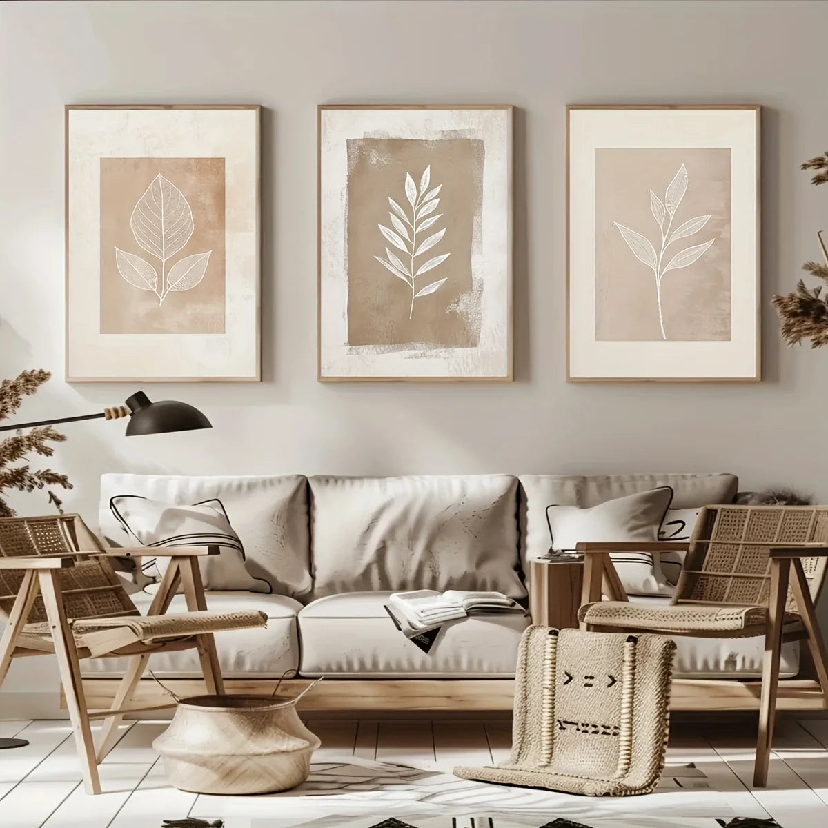 Wall Art Decor Paintings Warm Tones Posters Home Creative Gifts 3pcs Neutral Minimalist Abstract Fern Boho