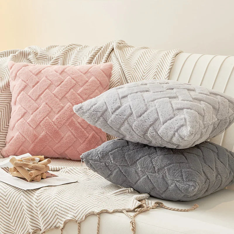 Plush Throw Pillow Cover 45x45cm 30x50cm for Sofa Square Cushion Cover Bed Living Room Plush Sleep Pillow Case Cotton Home Decor