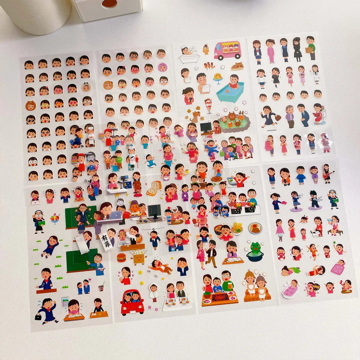 10 sheets Die-Cut Stickers for Scrapbooking Cute Cartoon Transparent Stationery Stickers Journal Decor Creative Collage